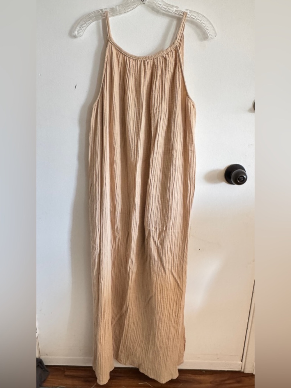 Universal Thread 100% Cotton Gauze Tan Halter Maxi Dress with Side Slits Size M - Picture 2 of 6